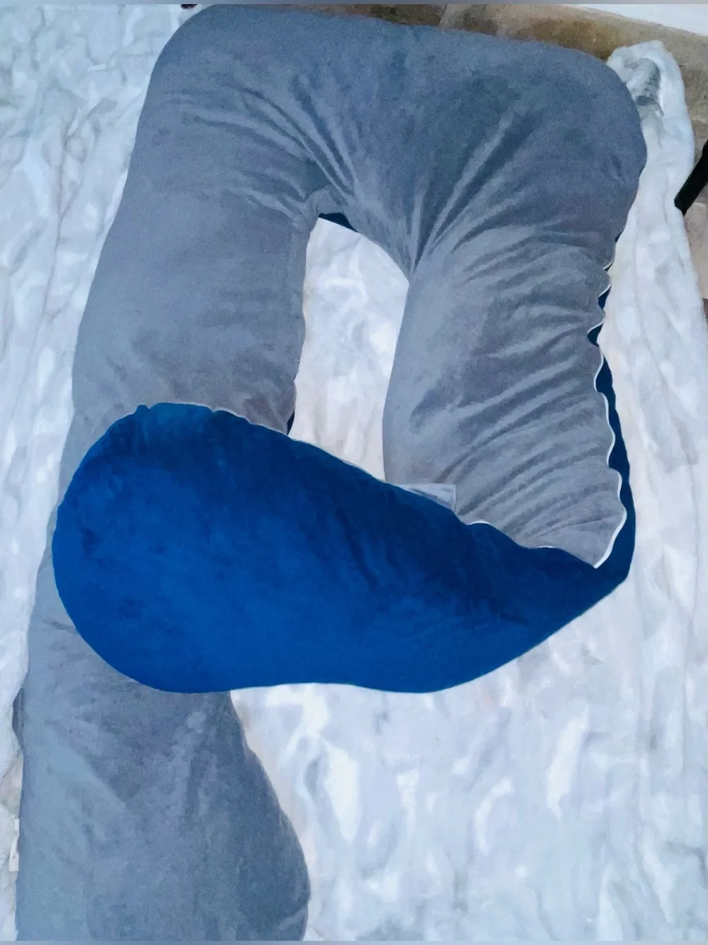 Pregnancy Pillow - Light Gray and Blue